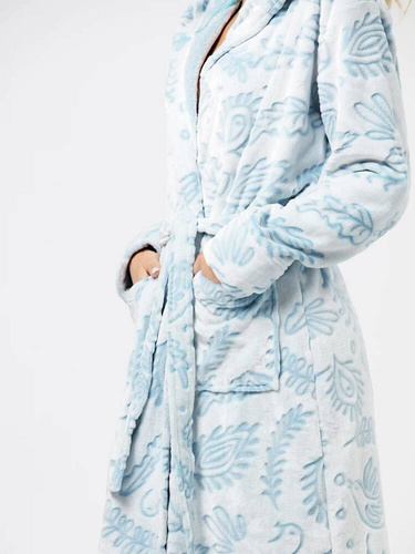 Halat de baie lung pentru femei LGL 535 cheie-albastru