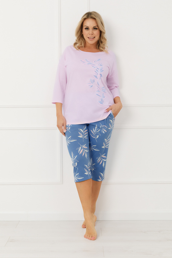 Pijama damă ERULA Italian Fashion bumbac jersey mânecă 3/4 plus size