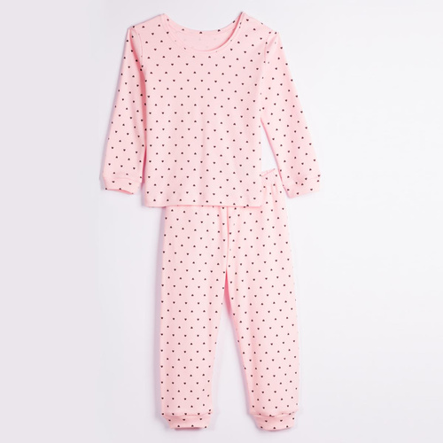 Pijamale fete Nicol Tosia 225038 bumbac lungi roz cu inimioare