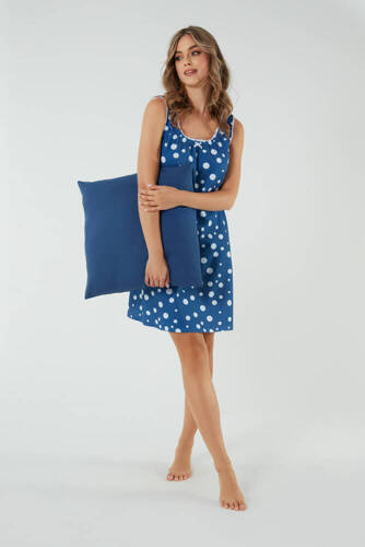 Cămașă de noapte și halat de alăptare Raba, cu curea largă Modă italiană - imprimeu albastru