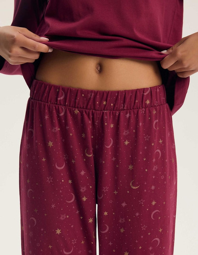 Pijamale damă Henderson 45439 Gilly Carmine 100% bumbac mânecă lungă