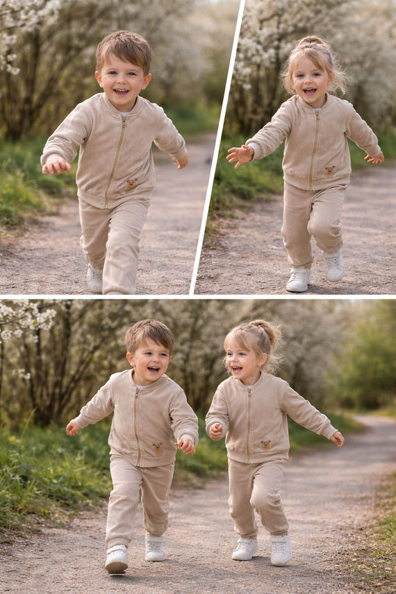 Compleu Misio Bambarillo bej baby cord pentru copii