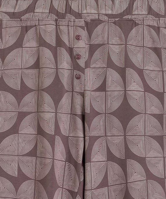 Atlantic NLP-522 Pijamale damă lungi 100% bumbac Pantaloni cu modele maro