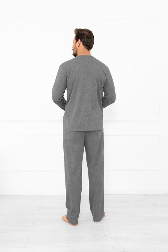 Pijama pentru bărbați Gordo - bumbac clasic, top polo și pantaloni cu buzunare Italian Fashion - melange 