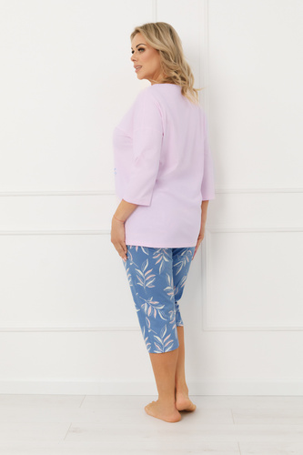 Pijama damă ERULA Italian Fashion bumbac jersey mânecă 3/4 plus size