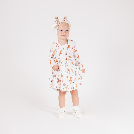 216166 Rochie de fetiță Lala – Nicol, bumbac, mâneci lungi, bej