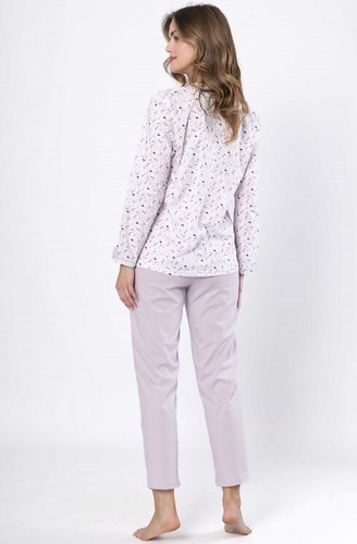 Pijamale dama Leveza Danuta 1637 lila – bumbac, maneca lunga, nasturi