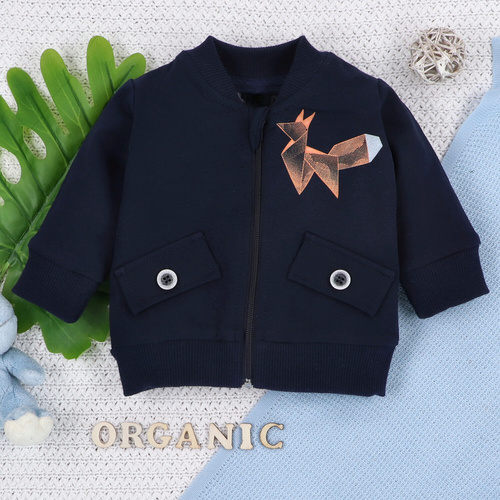 ABN-5395 Fun Origami Hanorac cu fermoar din bumbac organic Nini bleumarin