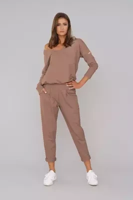 Karina Ladies set cu mânecă lungă, pantaloni Italian Fashion - caramel
