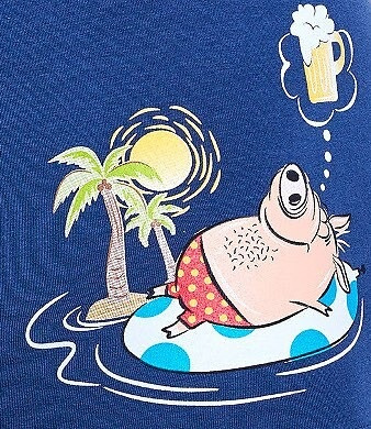 280/244 Boxer bărbați Tattoo Piglet Cornette, bleumarin