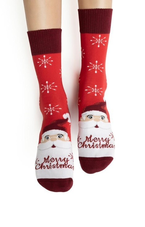 ART.136 Ciorapi dama de Craciun Steven red 136 – bumbac, calduroase, model de iarna