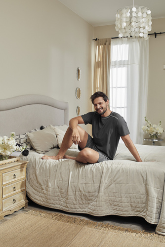 Abel Pijama cu mânecă scurtă pentru bărbați, pantaloni scurți Italian Fashion - grafit/print