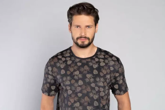 Pinus Pijamale pentru bărbați cu mânecă scurtă, pantaloni lungi Italian Fashion- print/grafite