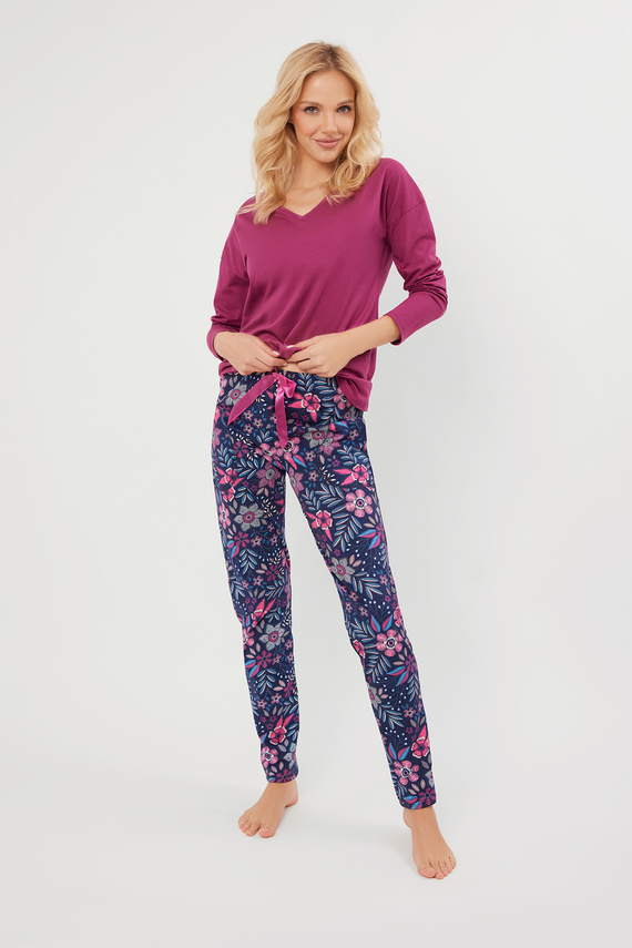 Folk Pijama pentru femei cu mânecă lungă, pantaloni lungi Italian Fashion - mure/print