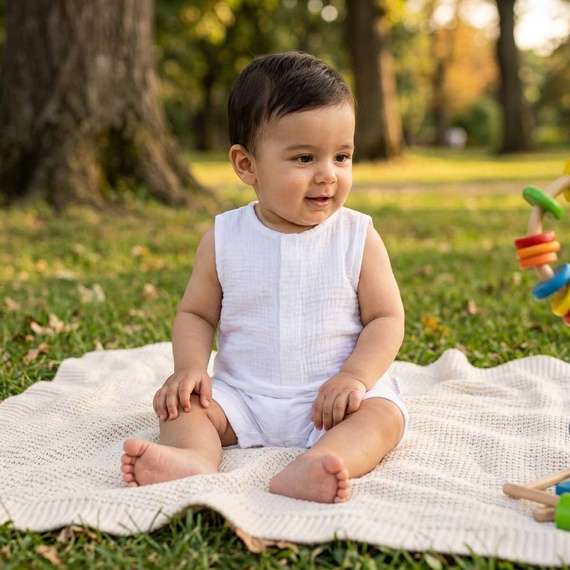 Nicol 224235 Salopetă pentru bebeluși din mușelin 100% bumbac pentru vară