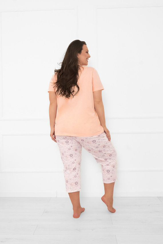 Pijama de damă Satui - bumbac, cu mânecă scurtă și pantaloni 3/4 Modă italiană  