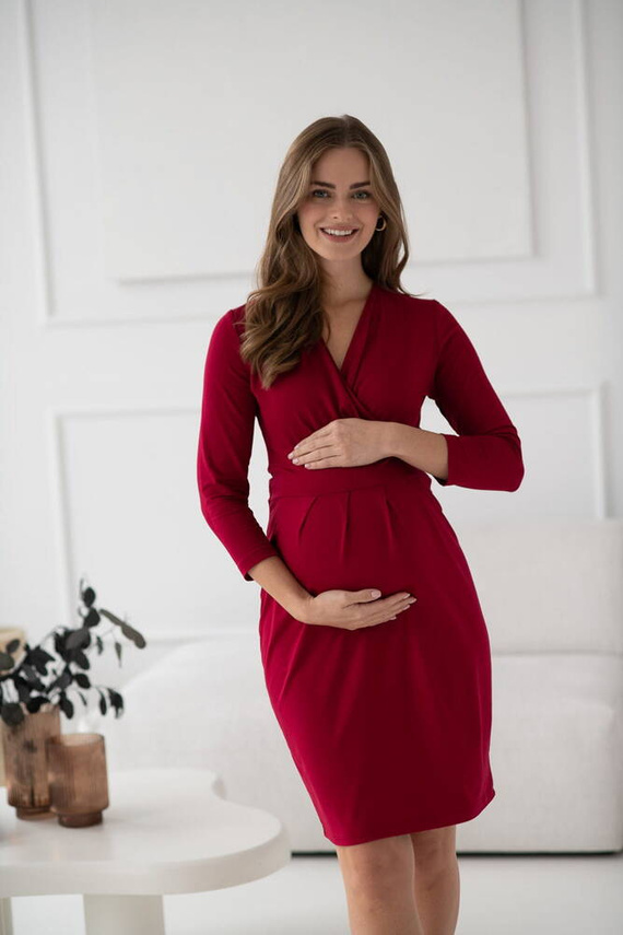 Grow with me Rochie de maternitate si alaptare Milk&Love, visiniu