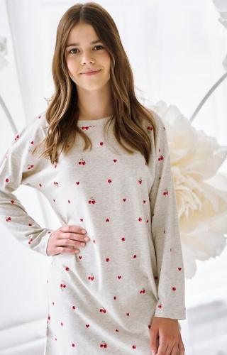 3504 Adele Taro melange – Cămașă fete cu mâneci lungi, bumbac