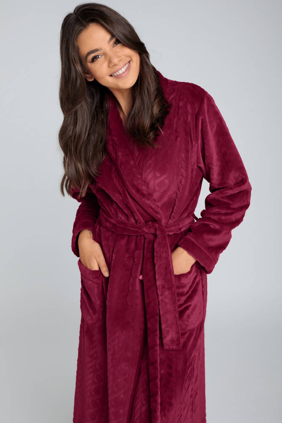 Halat din fleece pentru femei Bona Italian Fashion - maro 