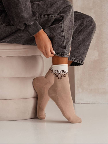 0071-007 Snowflake Unique Ciorapi de dama de Craciun Milena - bej