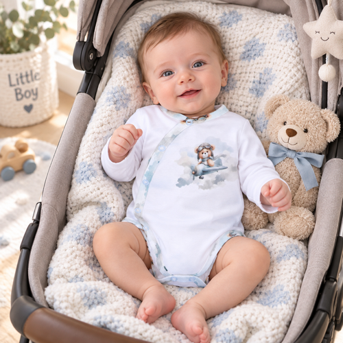 NINI ABN-5742/BIA Body tip wrap organic Baby Bear Pilot alb
