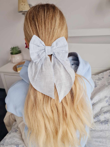 KGN16 Arc de păr din in cu bandă elastică Marija - albastru