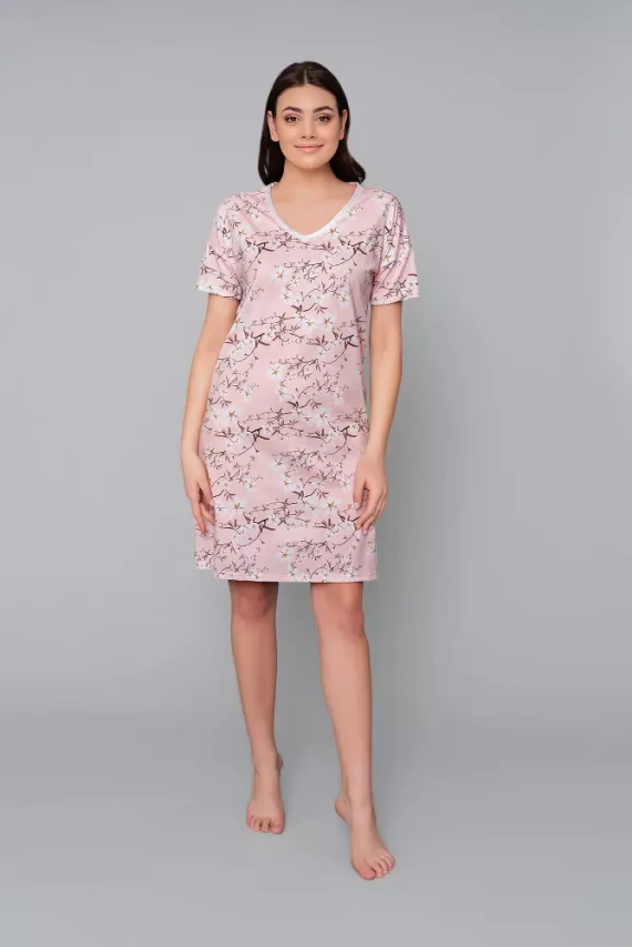 Alwa cămașă de noapte cu mânecă scurtă Italian Fashion - imprimeu roz