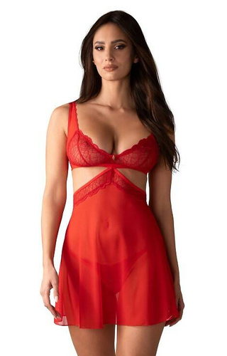 Cupide Desir Babydoll Obsessive chemise și tanga - roșu