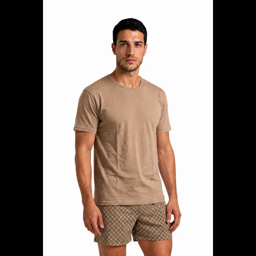Sesto Senso 7268 Latte Pijamale bărbați scurte 100% bumbac confort