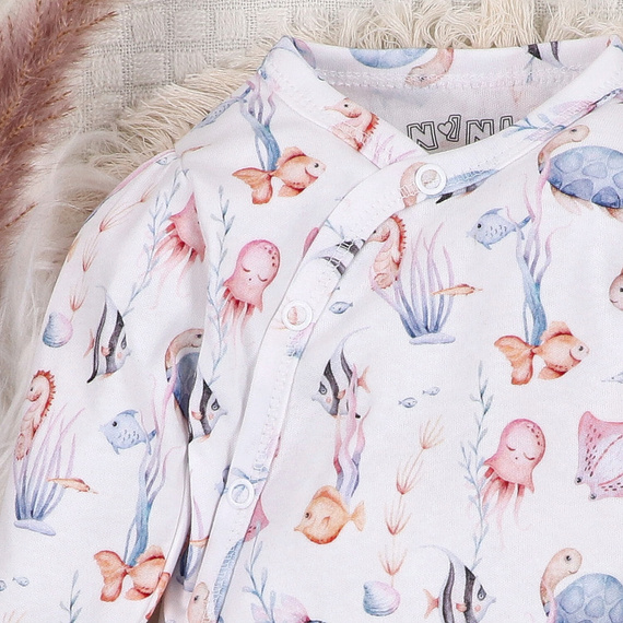 ABN-5471 Body plic Nini Underwater World cu mâneci lungi – bumbac organic, pentru bebeluși