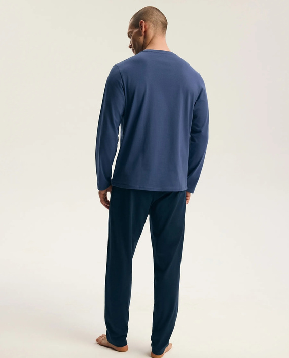Henderson Flock 45491 Pijamale bărbați lungi Steel Blue 100% bumbac