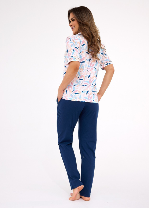 696/453 Cornette Anette pijamale dama | Bumbac, cu fermoar, fund lung, mâneci scurte