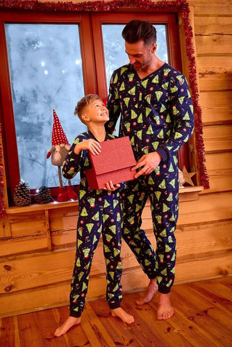 185/168 186/168 Brad de Crăciun 2 Cornette salopetă băieți bleumarin