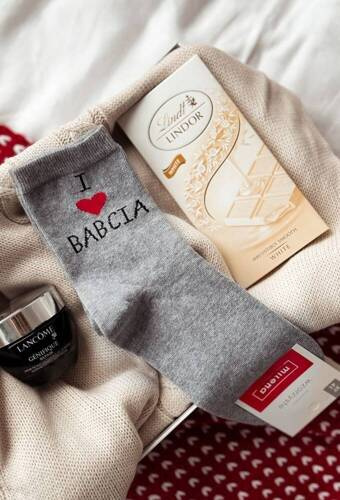 0200-133 Sosete dama I Love Grandma Milena - gri