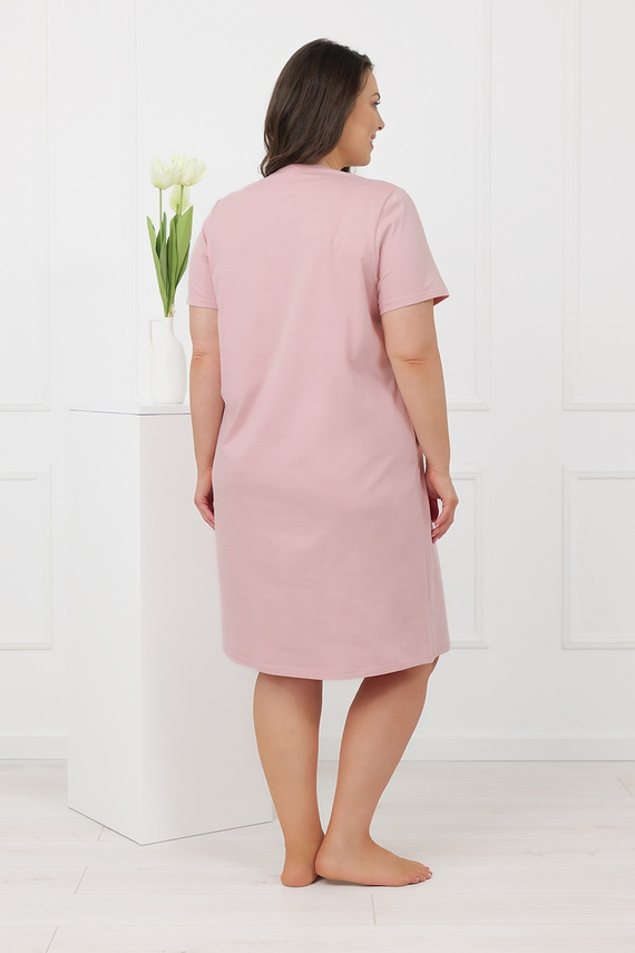 Hemaria Italian Fashion cămașă de noapte damă plus size din bumbac roz pudrat