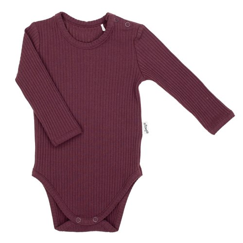 217097 Body din bumbac Alisa Nicol – visiniu, striat, maneci lungi