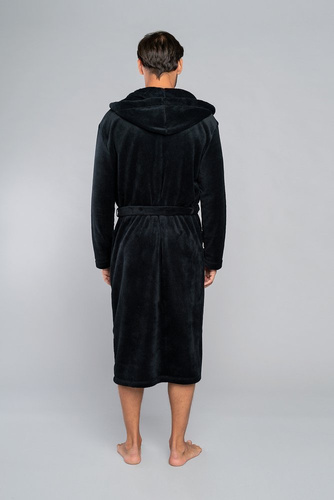 Mimas Halat de baie pentru bărbați cu glugă Italian Fashion- grafit