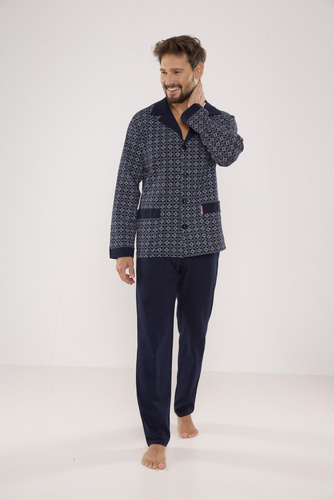 538 Carlo Pijama pentru bărbați De lafense - albastru marin + pătrat