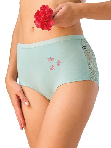 LPF 570 chiloți damă maxi bikini din bumbac cu dantelă – set 2 bucăți