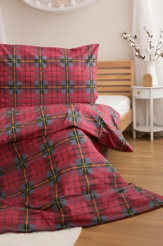 Lenjerie de pat de Crăciun Jerry Fabrics – carouri roșii, 100% bumbac