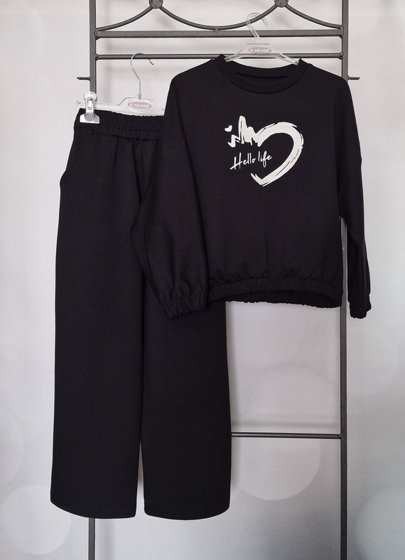 Pantaloni copii Gaja Bambarillo negri | Hanorace, bumbac și elastic