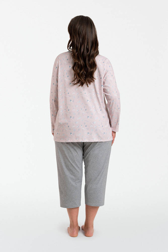 Daniela Pijama pentru femei cu mânecă lungă, pantaloni 3/4 Modă italiană - print/melange 