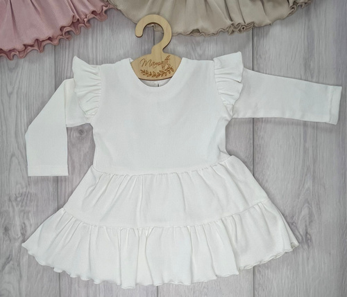 Mamatti SP502 Rochie fetițe mâneci fluture 97% bumbac – ecru