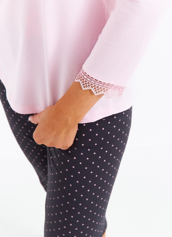 Pijamale dama Cana 481 3/4 roz - bumbac, maneci 3/4, confortabile