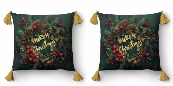 5377 Un Crăciun Fericit Față de pernă decorativă de Crăciun Detexpol - fermoar