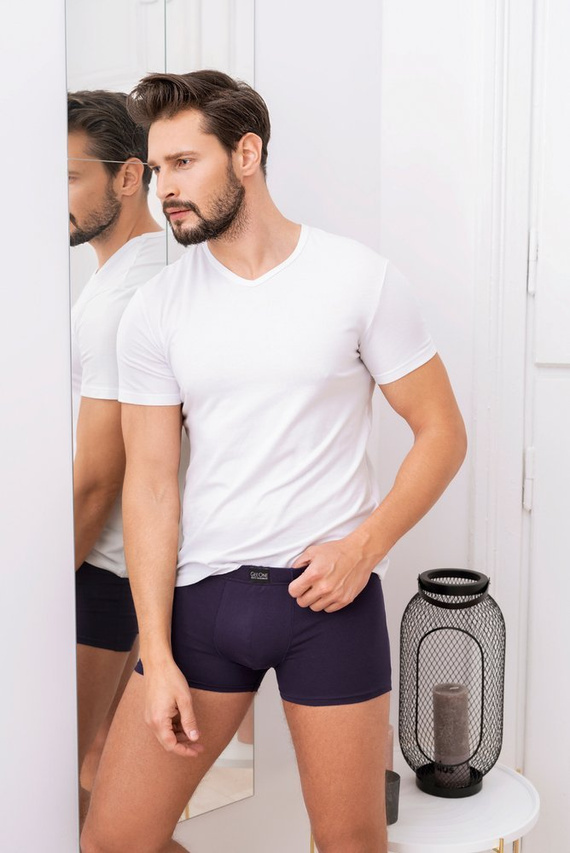 Ikar Tricou pentru bărbați, gât tip bufantă Modă italiană - alb 