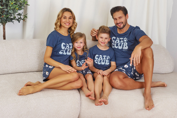 7203 Pijamale de dama Doctor Nap "Cat club" - albastru intens