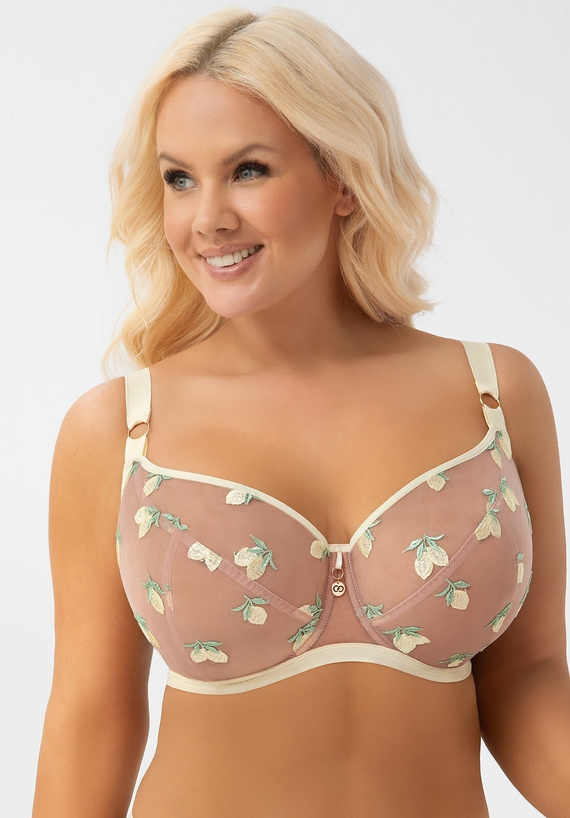 G013 Citronella Gorsenia Sutien soft pentru bust mare cu broderie cu lămâi