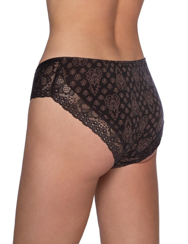 Lama L-1606 BI Chiloți damă bumbac bikini cu dantelă negri, set 2 buc.