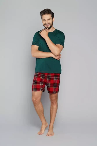 Narwik Pijama cu mânecă scurtă pentru bărbați, pantaloni scurți Italian Fashion- verde/print